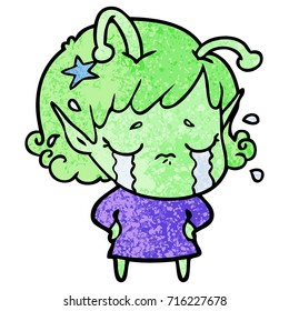 cartoon crying alien girl