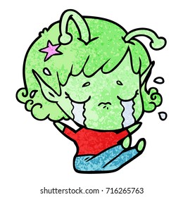 cartoon crying alien girl