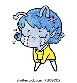 cartoon crying alien girl