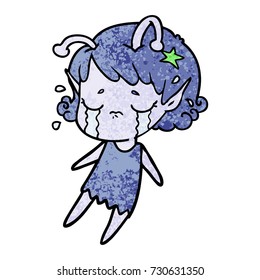 chica alienígena llorando dibujos animados