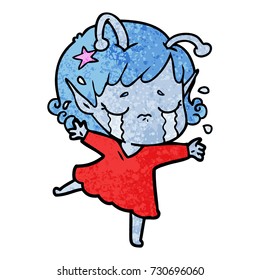 cartoon crying alien girl