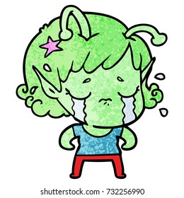 cartoon crying alien girl