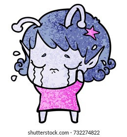 chica alienígena llorando dibujos animados