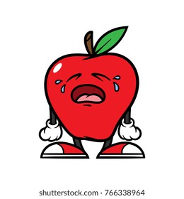 Cartoon Crying Apple Character