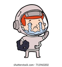 cartoon crying astronaut