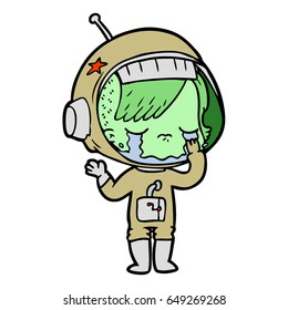 cartoon crying astronaut girl
