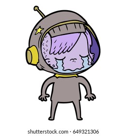cartoon crying astronaut girl