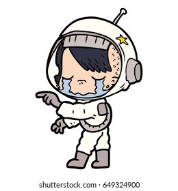 cartoon crying astronaut girl