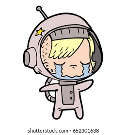 cartoon crying astronaut girl