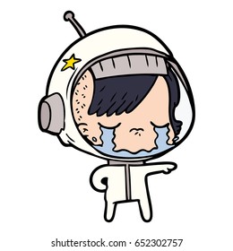 cartoon crying astronaut girl