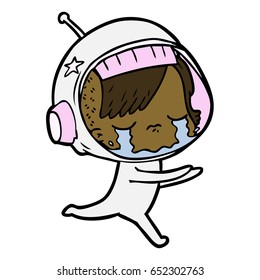 cartoon crying astronaut girl