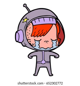 cartoon crying astronaut girl
