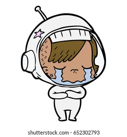 cartoon crying astronaut girl