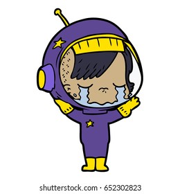 cartoon crying astronaut girl