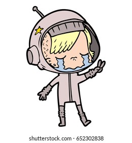 cartoon crying astronaut girl