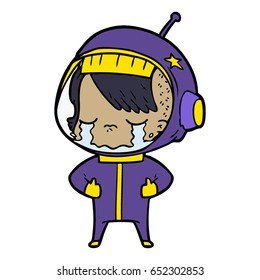 cartoon crying astronaut girl