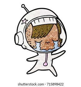 cartoon crying astronaut girl