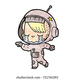 cartoon crying astronaut girl