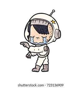 cartoon crying astronaut girl