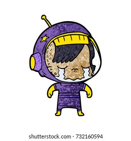cartoon crying astronaut girl