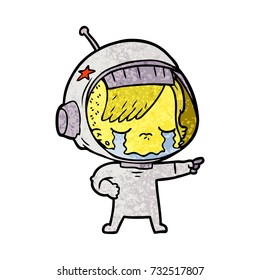 cartoon crying astronaut girl