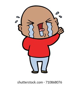 cartoon crying bald man