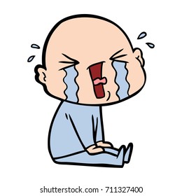 cartoon crying bald man