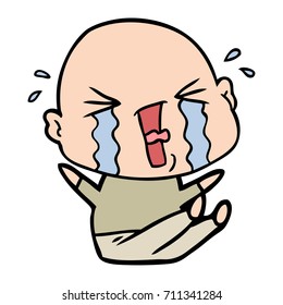 cartoon crying bald man