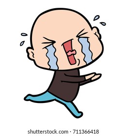 cartoon crying bald man