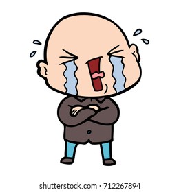 caricatura llorando hombre calvo