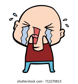 cartoon crying bald man