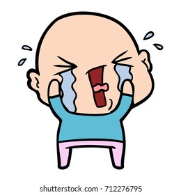cartoon crying bald man