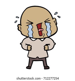 cartoon crying bald man