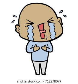 cartoon crying bald man