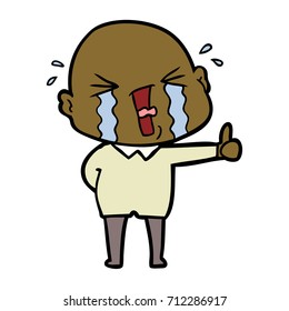 cartoon crying bald man