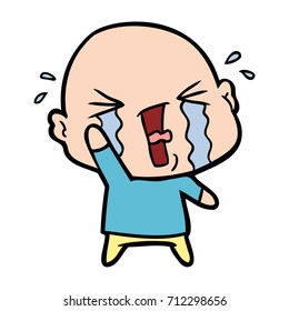 cartoon crying bald man