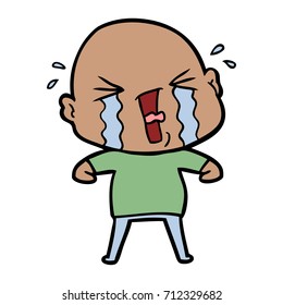 cartoon crying bald man