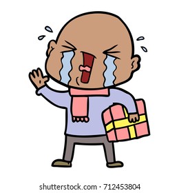caricatura llorando hombre calvo