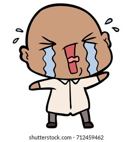 cartoon crying bald man