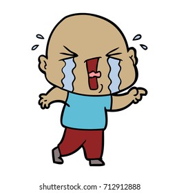 cartoon crying bald man