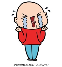 cartoon crying bald man