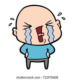 cartoon crying bald man