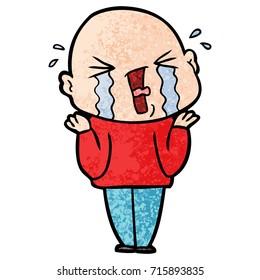 caricatura chorando homem careca