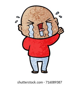 caricatura llorando hombre calvo