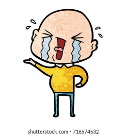 cartoon crying bald man