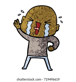 caricatura llorando hombre calvo