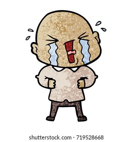 cartoon crying bald man