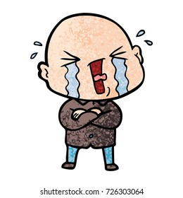 cartoon crying bald man