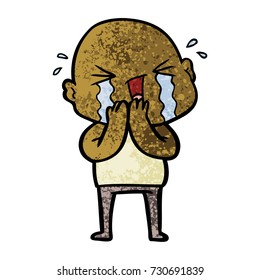 cartoon crying bald man