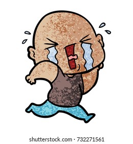 cartoon crying bald man